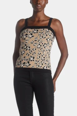 Anne Klein Jaquard Sweater Tank With Ottoman Trims