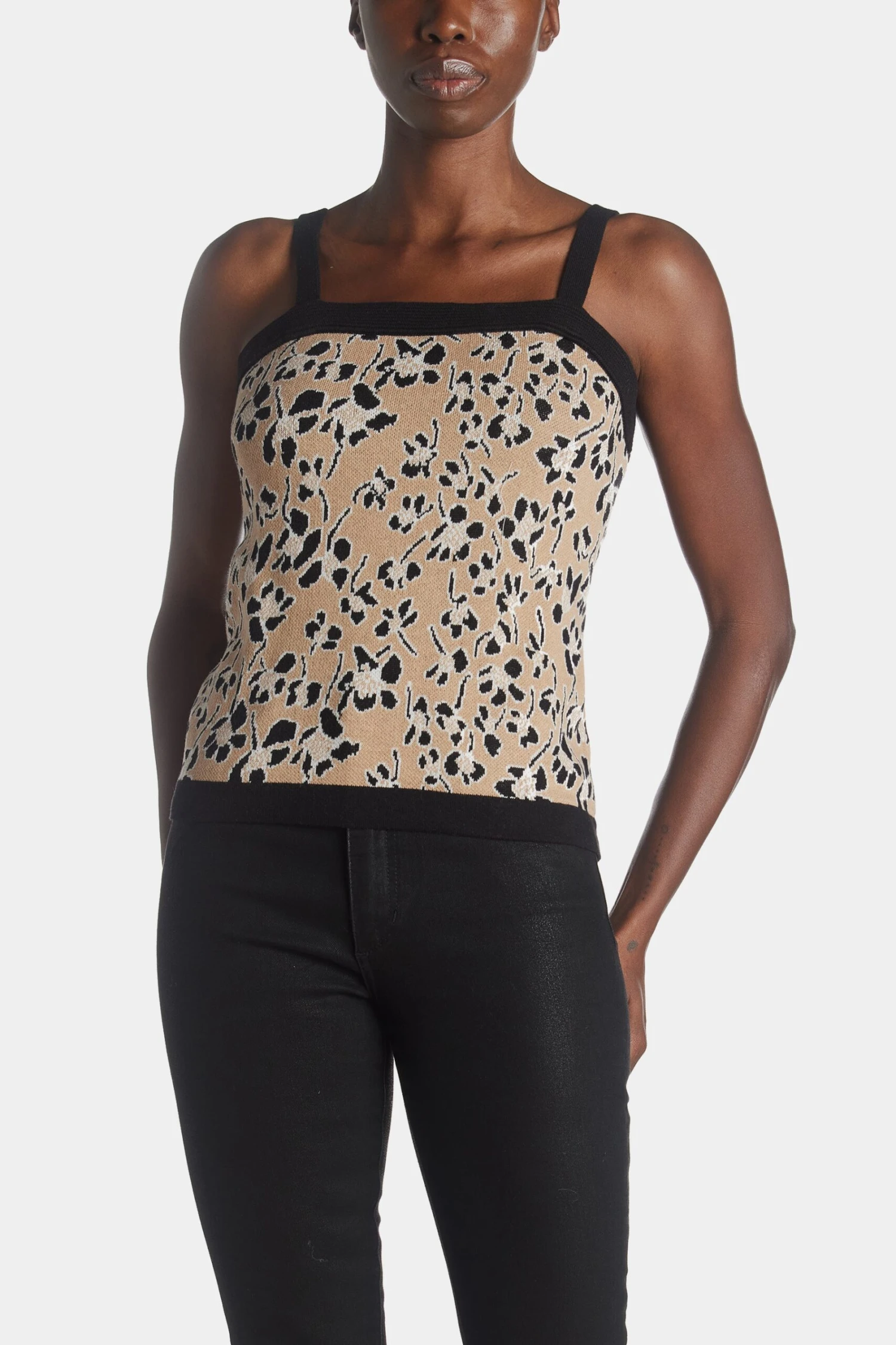 Anne Klein Jaquard Sweater Tank With Ottoman Trims