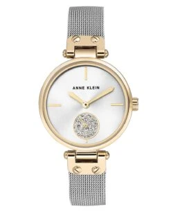 Anne Klein Crystal Accent Mesh Watch