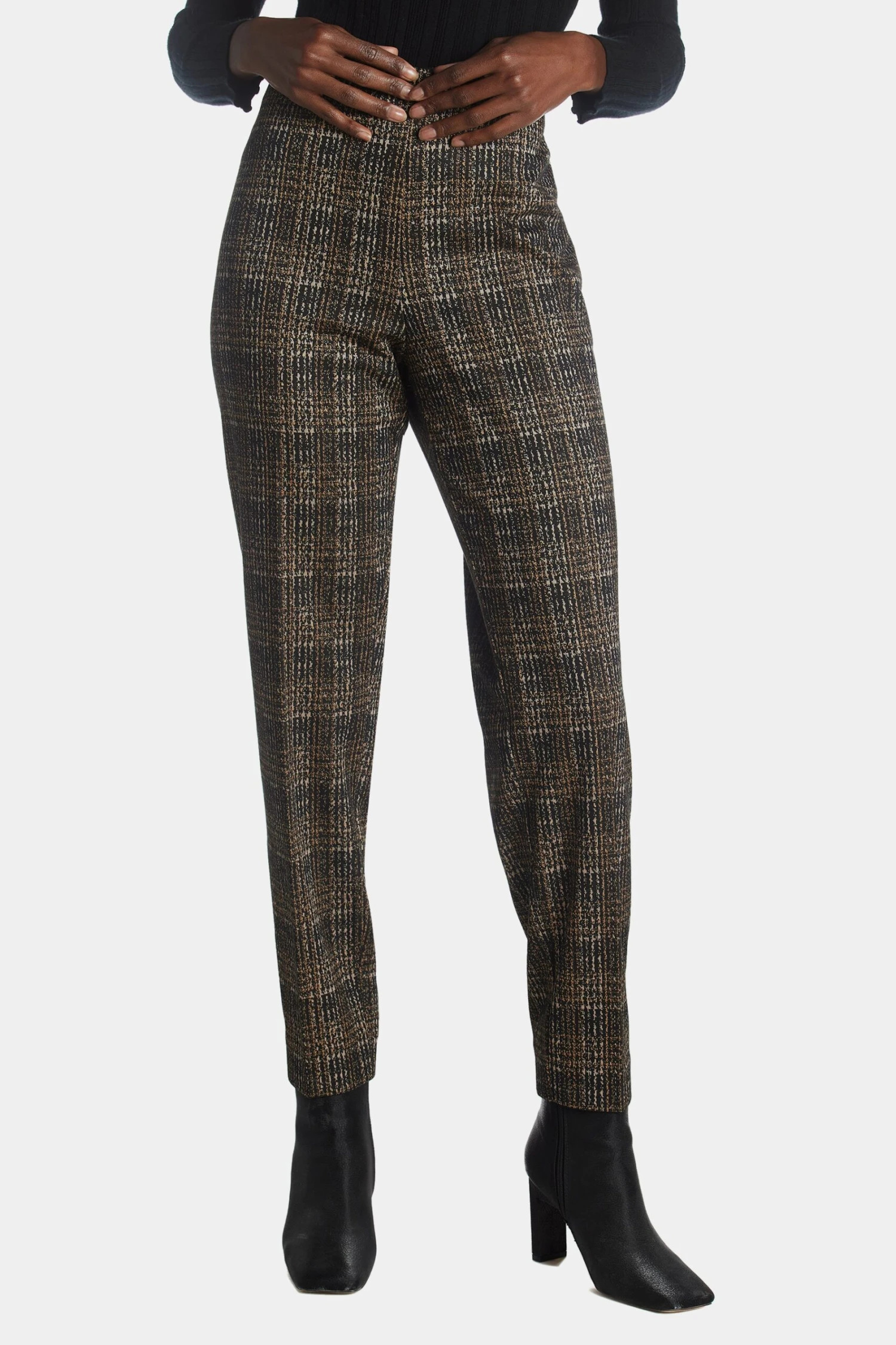 Anne Klein Plaid Ponte Pull On Slim Ankle Pant - Image 5