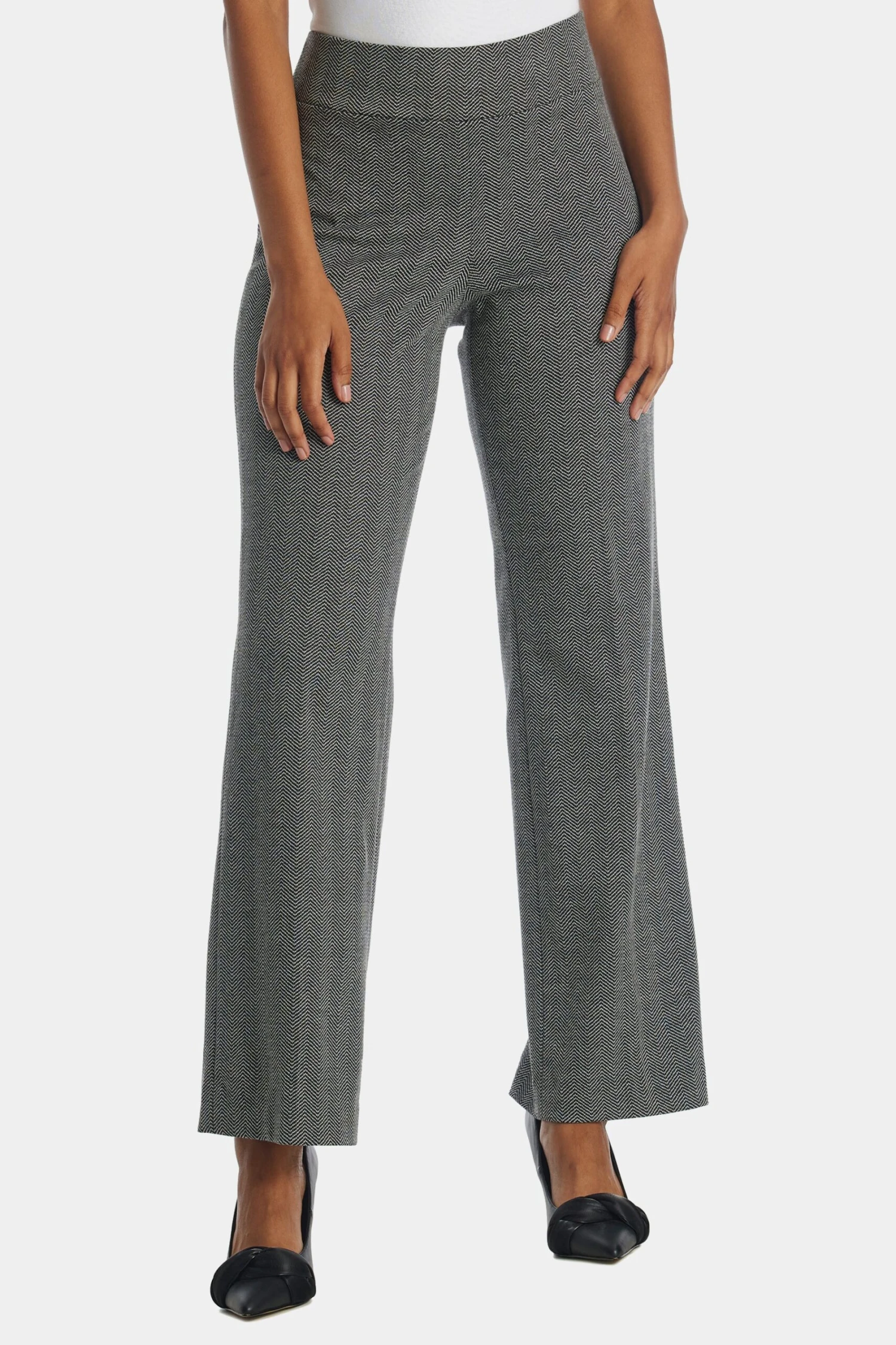 Anne Klein Herringbone Pull On Wide Leg Pants