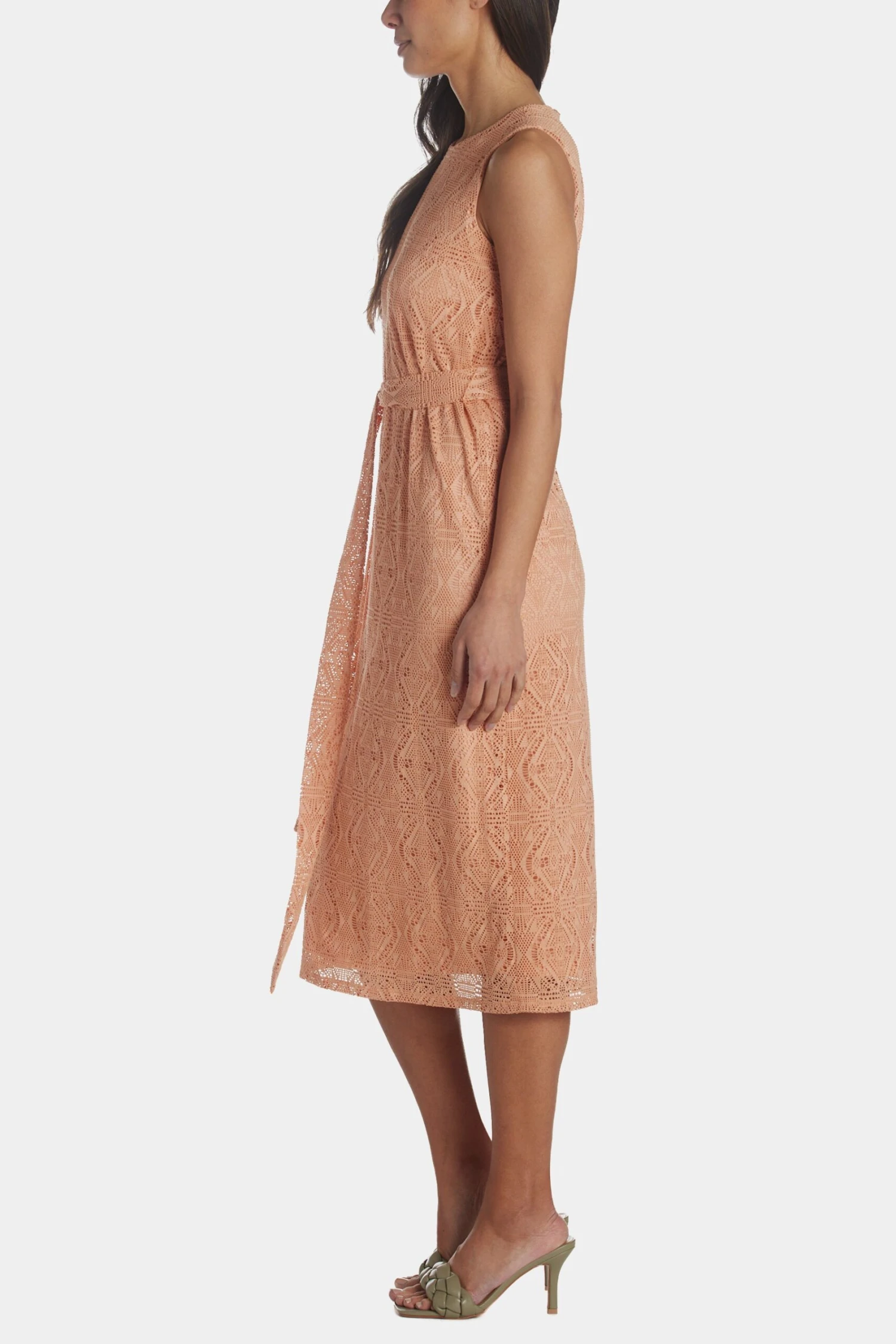 Anne Klein Tie Waist Crochet Midi Dress - Image 4