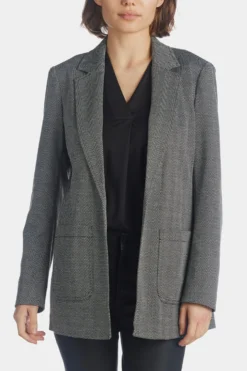 Anne Klein Herringbone Notch Collar Blazer