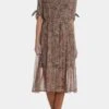 Anne Klein Animal Tie Sleeves Shirt Dress
