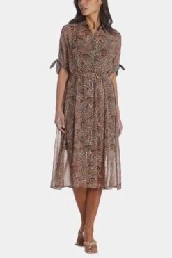 Anne Klein Animal Tie Sleeves Shirt Dress