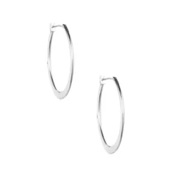 Anne Klein Silvertone Large Oval Hoop Earrings