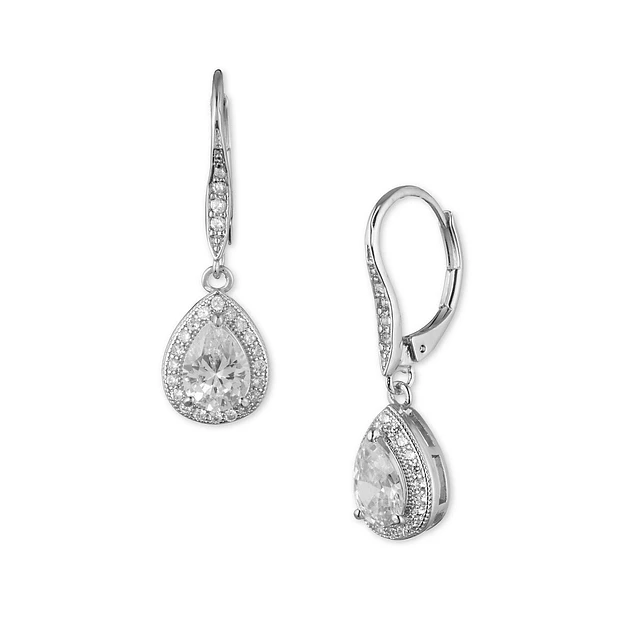 Anne Klein Cubic Zirconia Silverplated Pear Drop Earrings