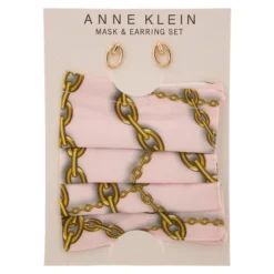 Anne Klein Chain-Print Face Mask & Earrings 2-Piece Set