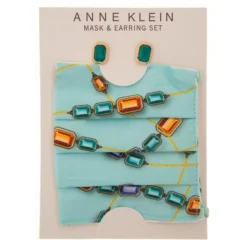 Anne Klein Emerald-Print Face Mask & Earrings 2-Piece Set