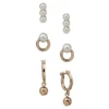 Anne Klein Three-Pair Goldtone & Faux Pearl Stud Earrings Set