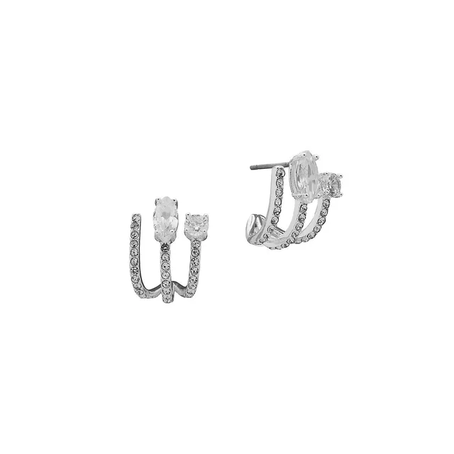 Anne Klein Silvertone & Crystal Studs