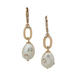 Anne Klein Faux Pearl Link Drop Earrings