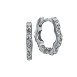 Anne Klein Silverplated And Clear Glass Crystal Huggie Hoop Earrings