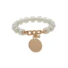 Anne Klein Goldtone And Faux Pearl Circular Charm Stretch Bracelet