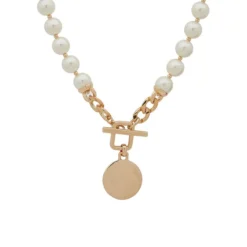Anne Klein Goldtone And Faux Pearl Toggle Pendant Necklace