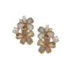 Anne Klein Goldtone & Faux Pearl Double Flower Clip Earrings