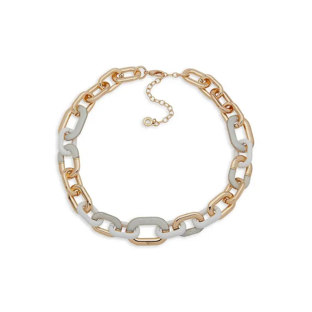 Anne Klein Tri-Tone Chainlink Collar Necklace - 16-Inch