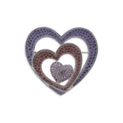 Anne Klein Silvertone, Tanzanite And Glass Crystal Triple-Heart Brooch