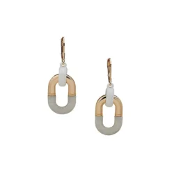 Anne Klein Tri-Tone Oval Drop Earrings