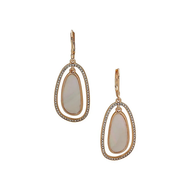 Anne Klein Goldtone Orbital Stone Drop Earrings