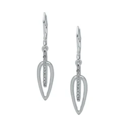 Anne Klein Silvertone Pavé Leverback Teardrop Earrings