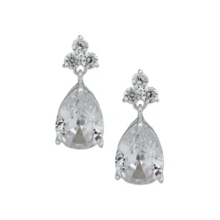 Anne Klein Silvertone Pear Stone Drop Earrings