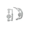 Anne Klein Silvertone Mixed Pavé C Hoop Earrings