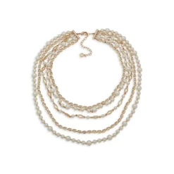 Anne Klein Goldtone And Bead Multi-Row Collar Necklace