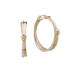 Anne Klein Two-Tone Crossover Hoop Earrings
