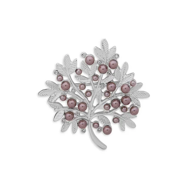 Anne Klein Silvertone Beaded Tree Pin